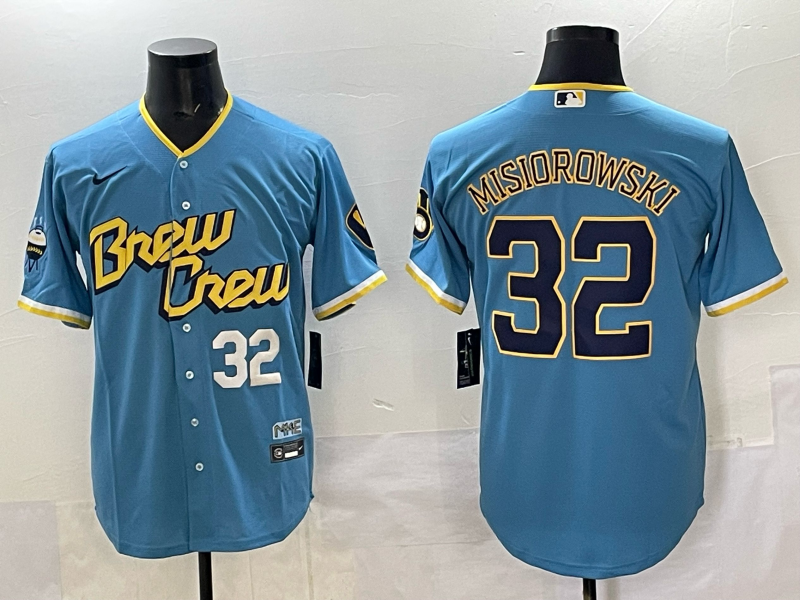 Men Milwaukee Brewers #32 Misiorowski blue Nike MLB 2025 jersey 008->milwaukee brewers->MLB Jersey